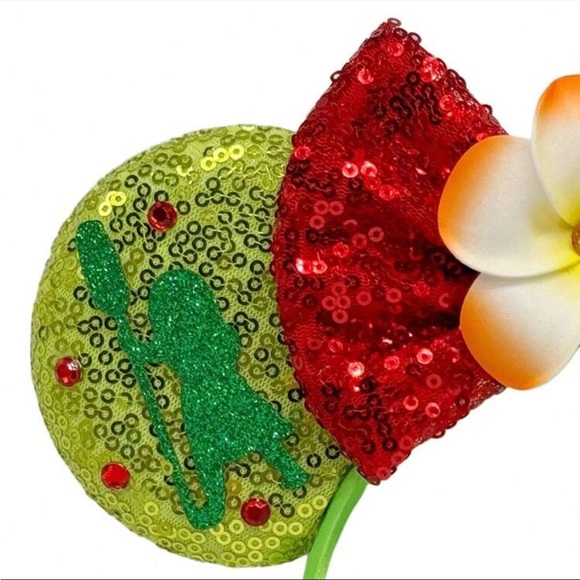 Princess Themed Hairband, Plumeria Glitter Bowknot Ear Hair Band - Picture 3 of 3